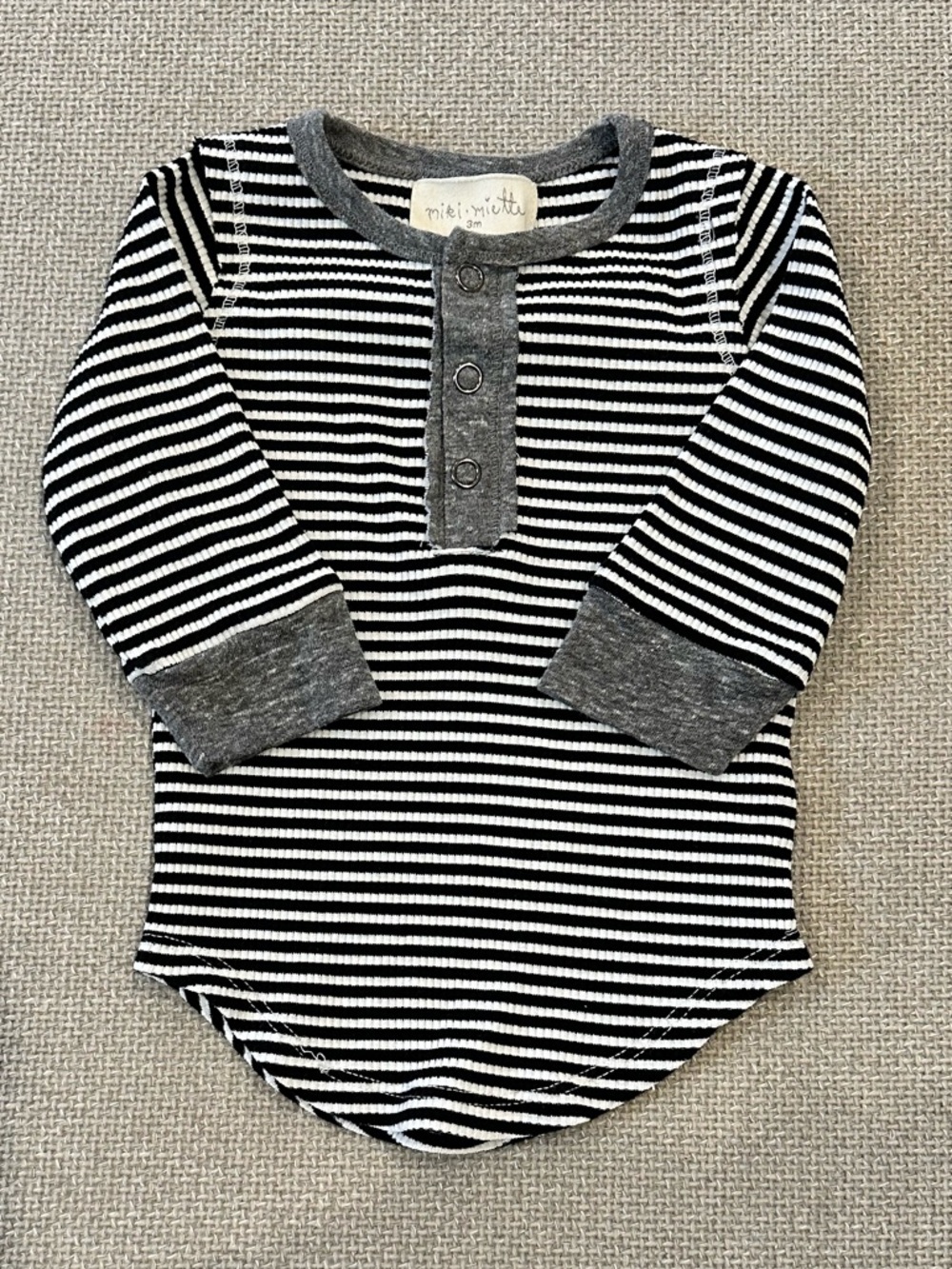 Miki Miette Baby Henley Top Cotton Blend Gender Neutral Unisex Size 0-3 months